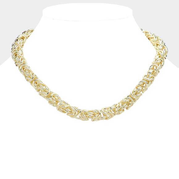 BEST SELLER! 14K Gold Plated Chunky Byzantine Necklace - Picture 1 of 2